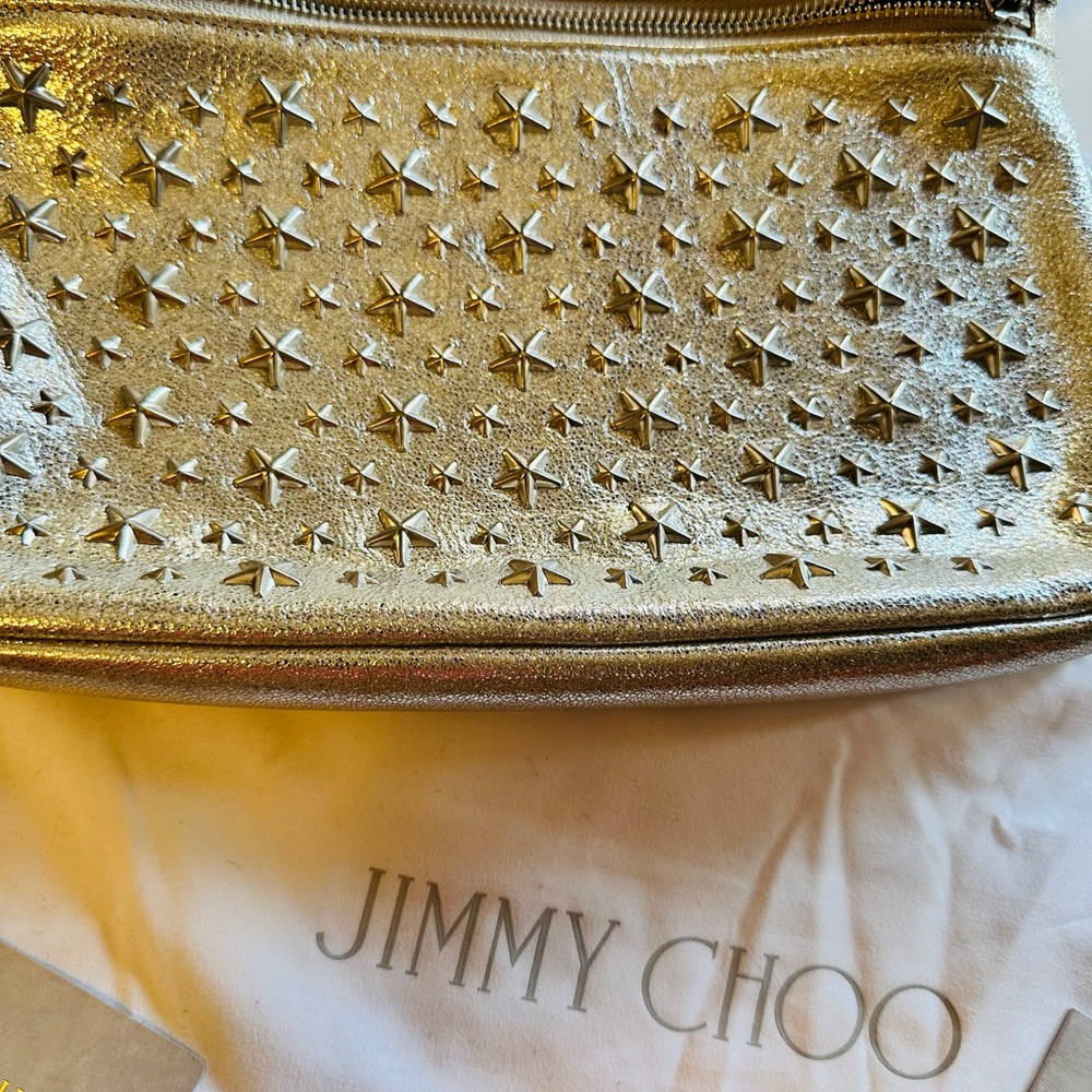 Like New Jimmy Choo Gold Studded Women's clutch